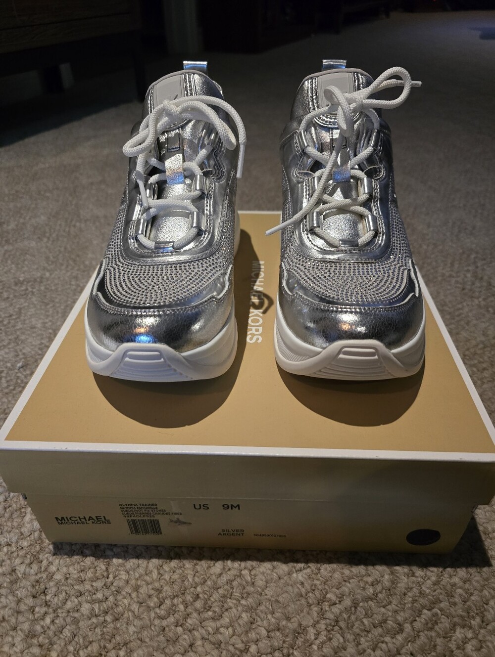 Michael Kors Metallic Silver Lace-Up Sneakers